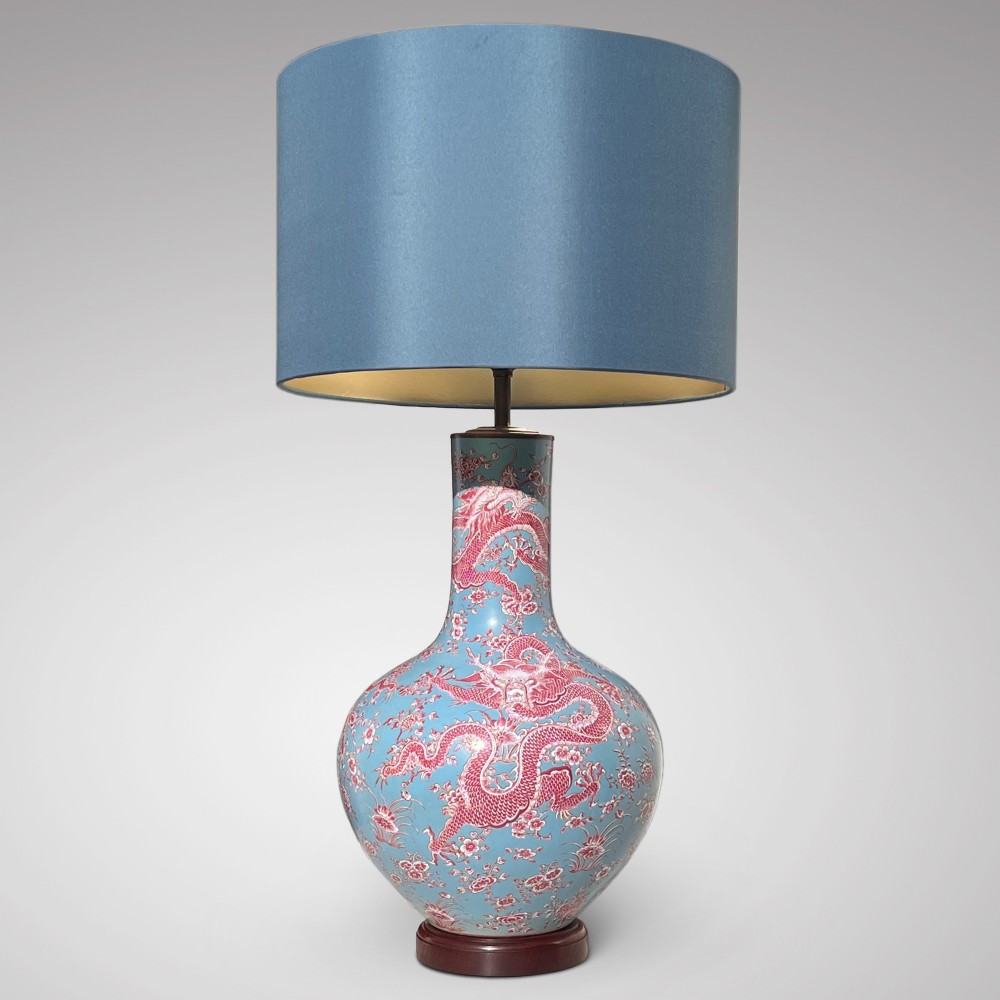 Large Antique Chinese Dragon Lamp
