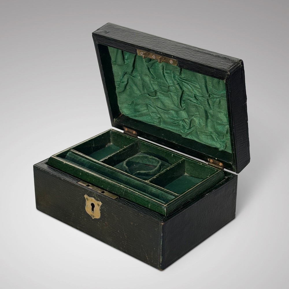Victorian  Leather Covered Travelling Jewellery Box