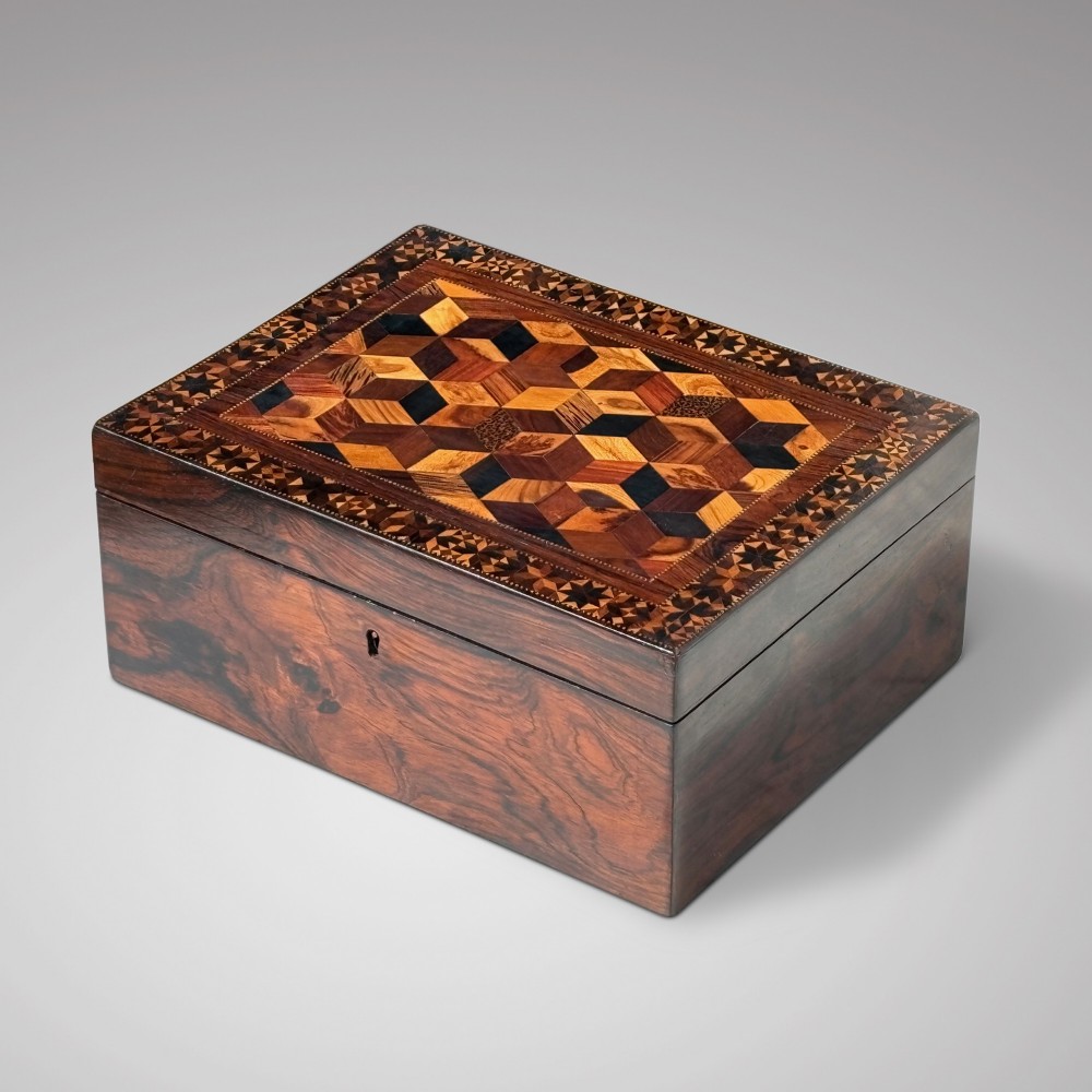 19th Century Rosewood Tunbridge Ware Jewellery Box