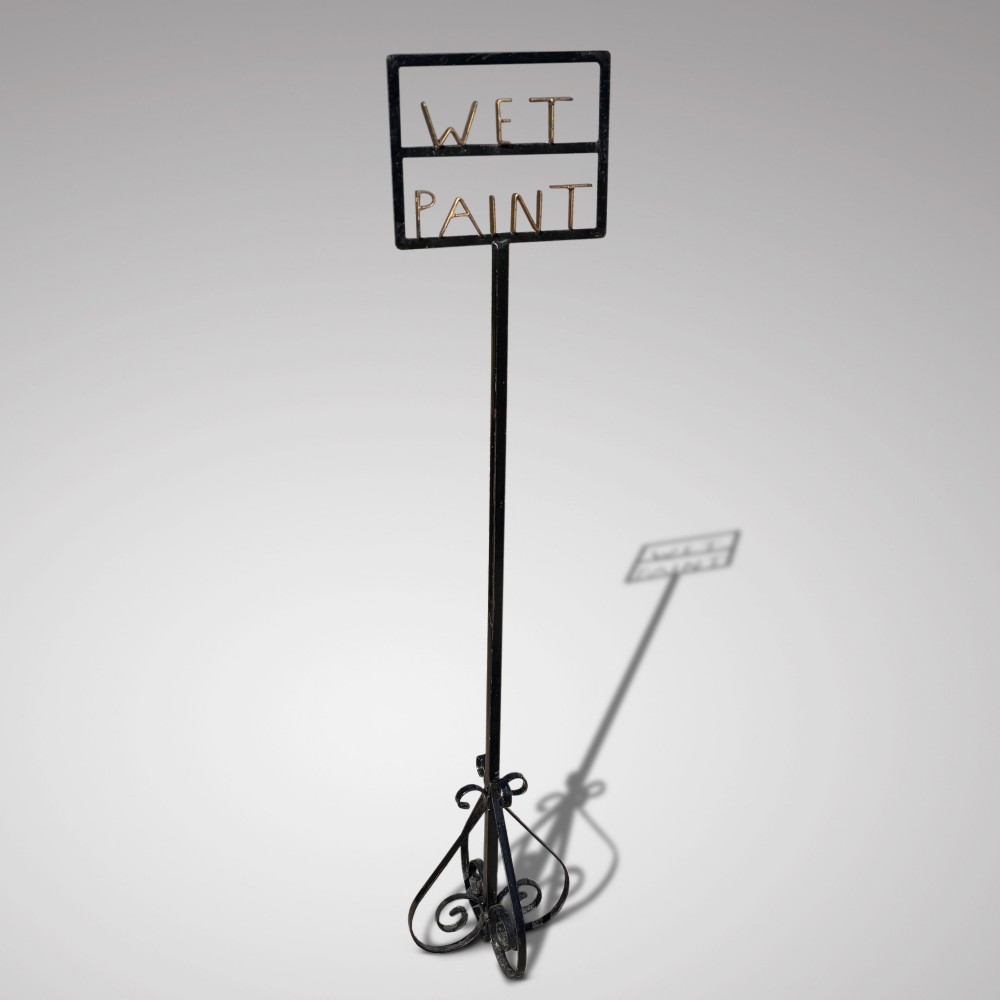 Antique Wrought Iron Wet Paint Sign