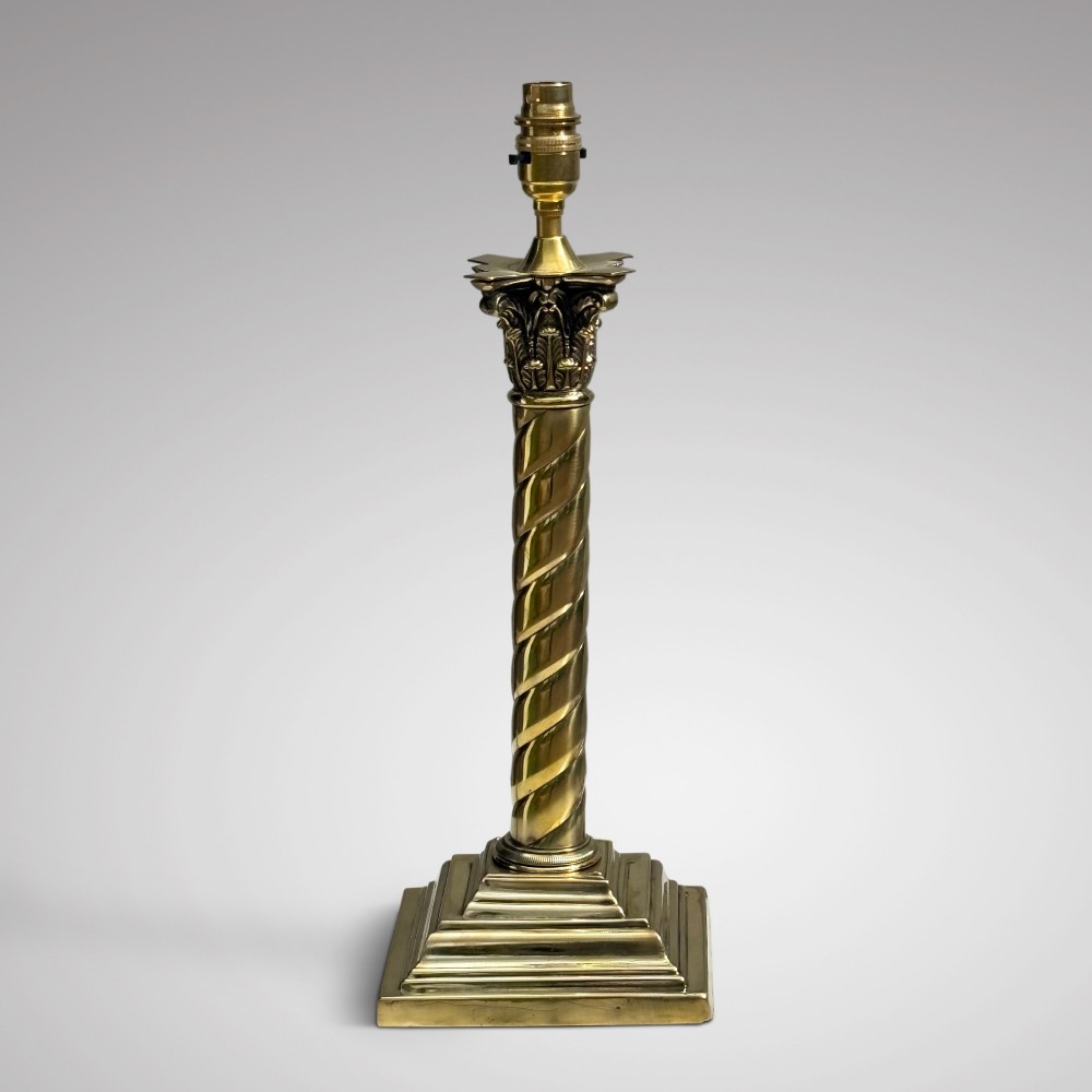 Antique Brass Twisted Column Table Lamp View II