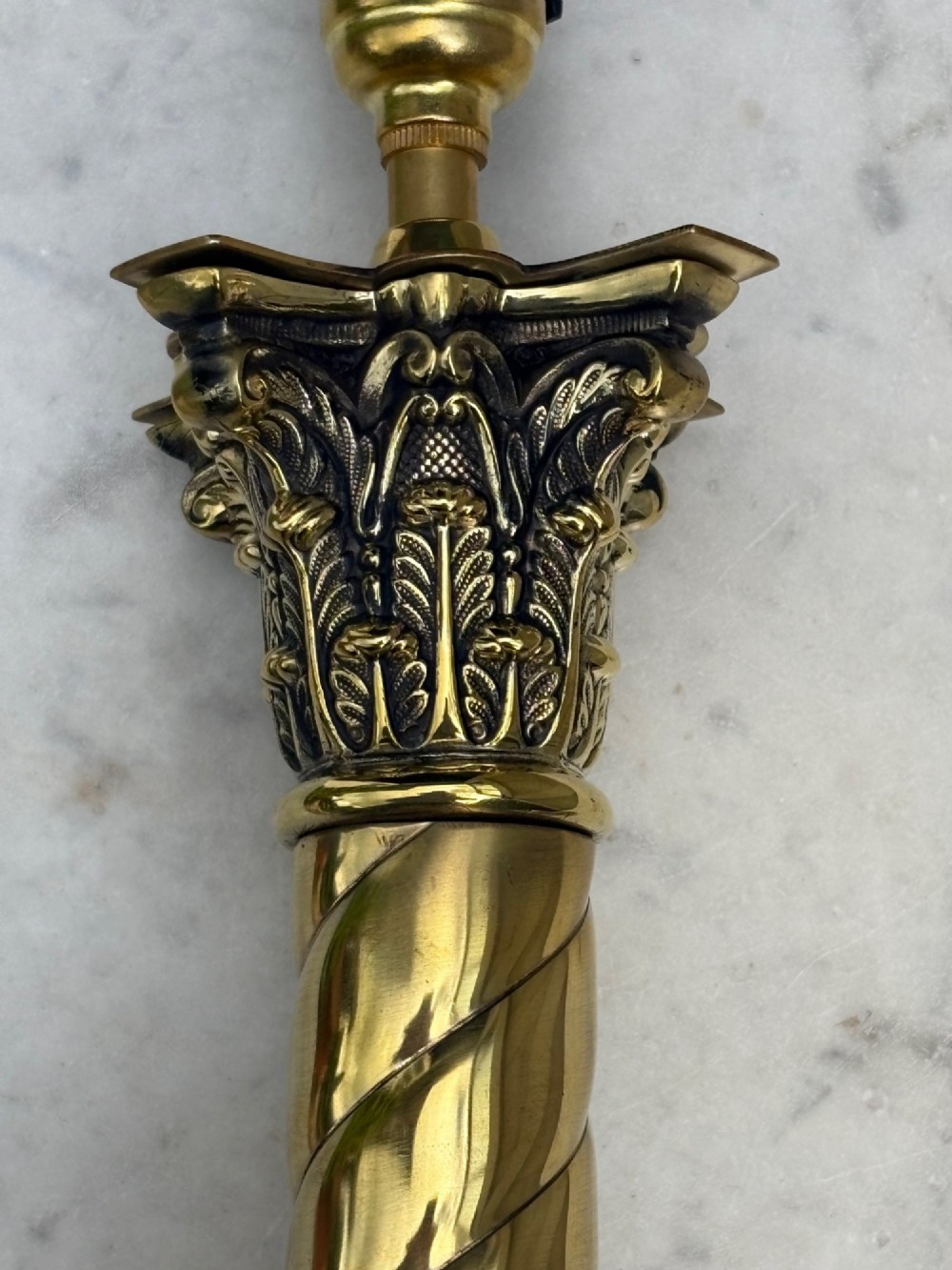 Antique Brass Twisted Column Table Lamp View III