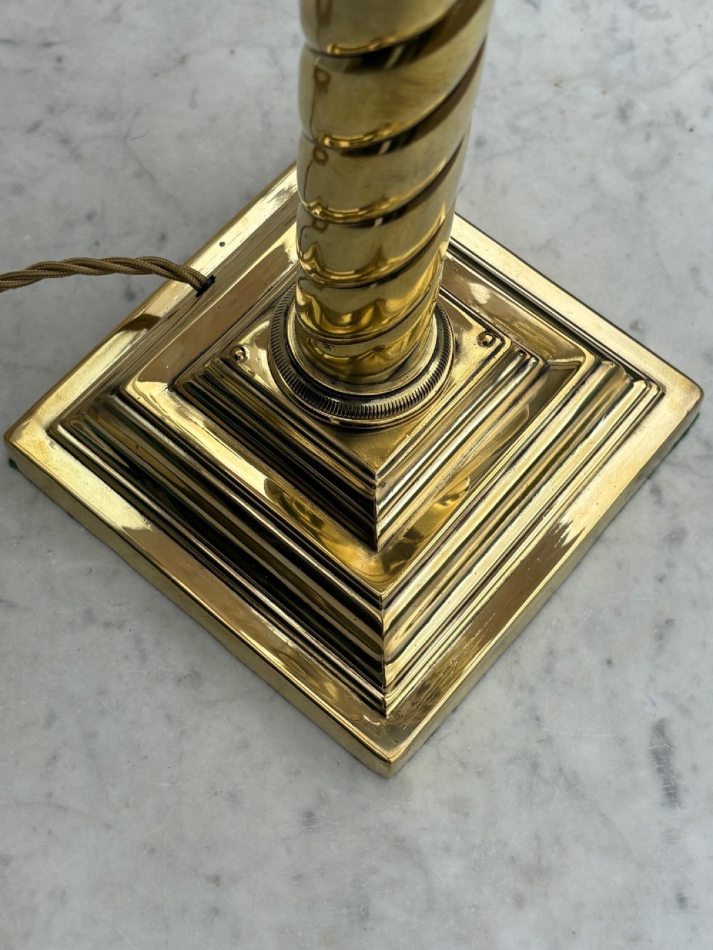 Antique Brass Twisted Column Table Lamp View IV