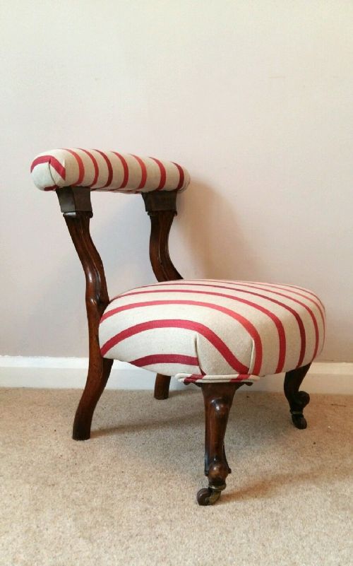Victorian Mahogany Child's Chair with Brand New Upholstery