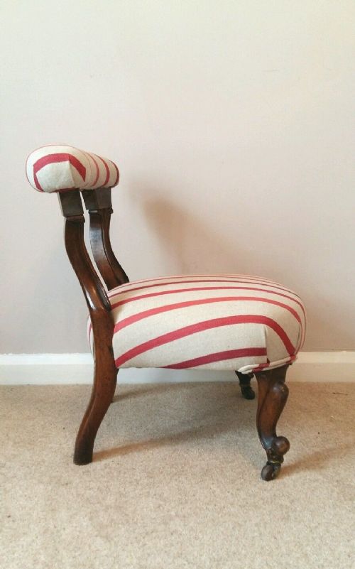 fig 1. Victorian Mahogany Child's Chair with Brand New Upholstery