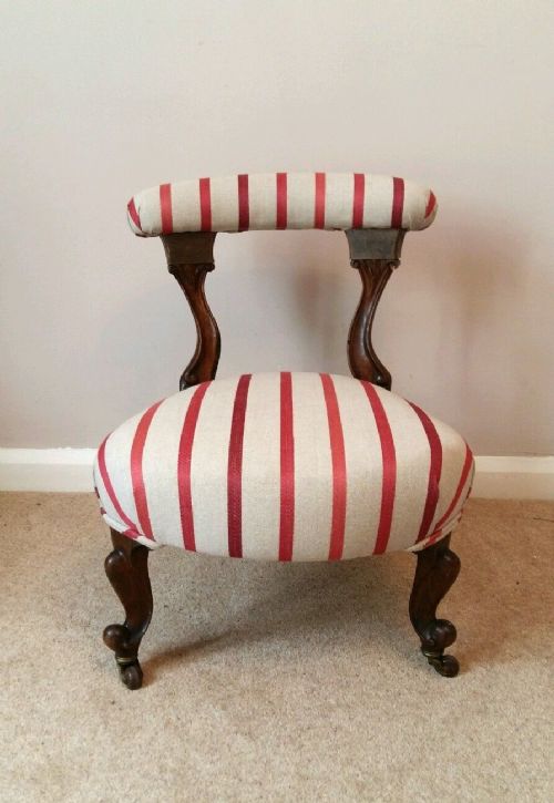 fig 2. Victorian Mahogany Child's Chair with Brand New Upholstery