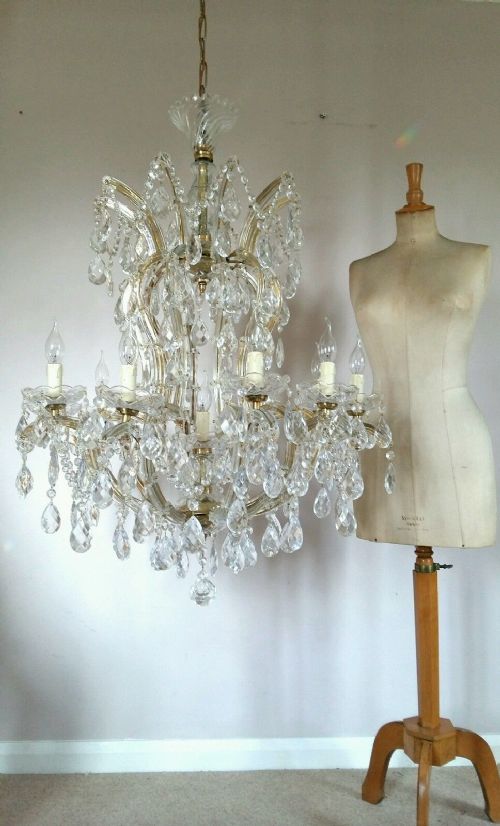 fig 1. Very Large Matching Pair French Crystal Chandeliers