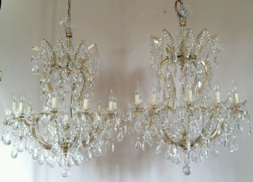 fig 2. Very Large Matching Pair French Crystal Chandeliers