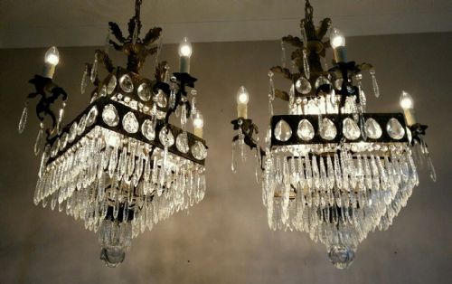 fig 1. Pair of Colonial Dragon Chandeliers c1910
