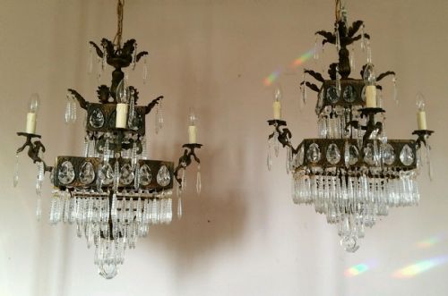 fig 2. Pair of Colonial Dragon Chandeliers c1910