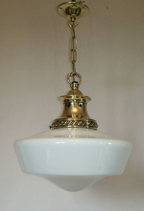 Large Edwardian Opaline Chapel Ceiling Lamp