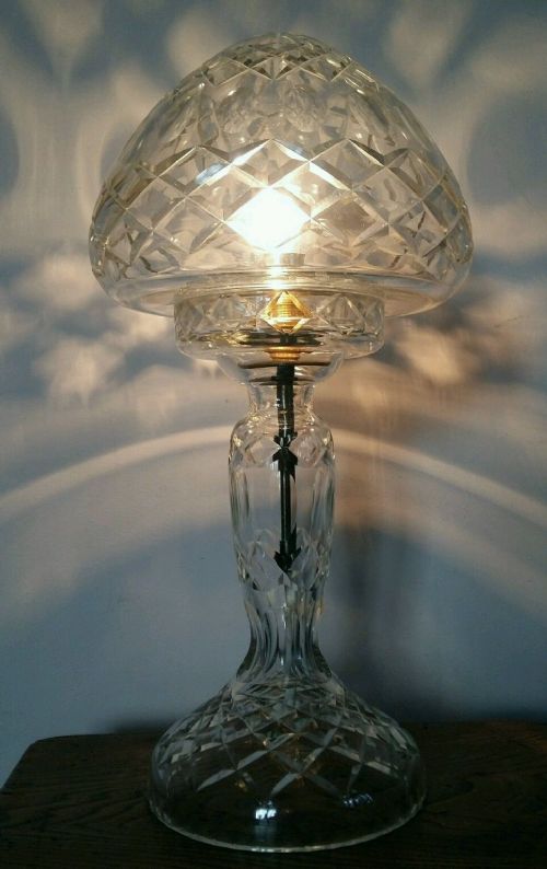 C1920 Cut Crystal Mushroom Table Lamp