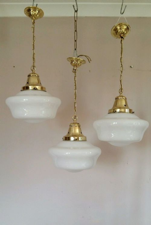 3 Edwardian Opaline Chapel Lights