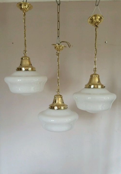 fig 1. 3 Edwardian Opaline Chapel Lights