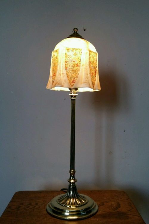 Elegant Edwardian Heavy Cast Brass Stem Table Lamp. Rewired.
