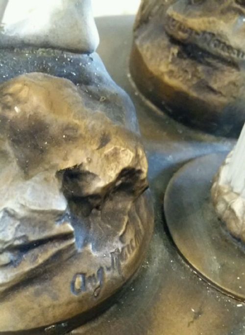 fig 2. Magnificent Victorian Signed French Paris Pewter Sculpture Candelabra Table Lamp