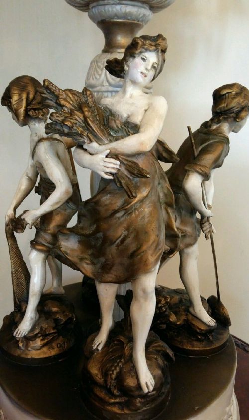 fig 4. Magnificent Victorian Signed French Paris Pewter Sculpture Candelabra Table Lamp