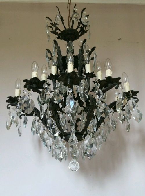 French C1900/1910 Large Birdcage Crystal Chandelier