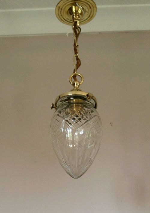 fig 1. Edwardian c1910 Pineapple Cut Crystal Ceiling Light Original Gallery