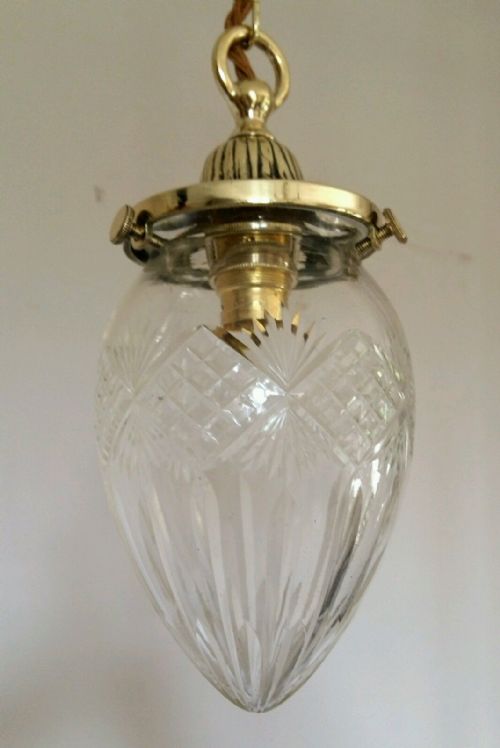 fig 2. Edwardian c1910 Pineapple Cut Crystal Ceiling Light Original Gallery