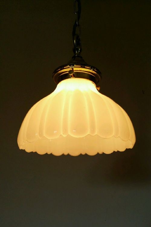 Edwardian C1900 Milk White Ceiling Lamp Light with Registration No