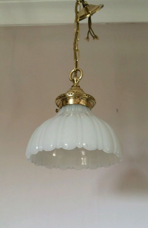 fig 1. Edwardian c1900 Milk White Ceiling Lamp Light With Registration No