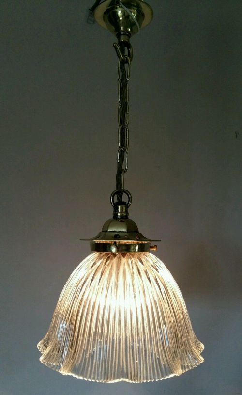 Edwardian C1910 Original Holophane Ceiling Lamp Light