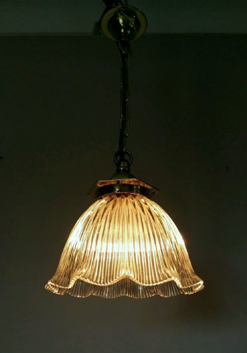 fig 1. Edwardian c1910 Original Holophane Ceiling Lamp Light
