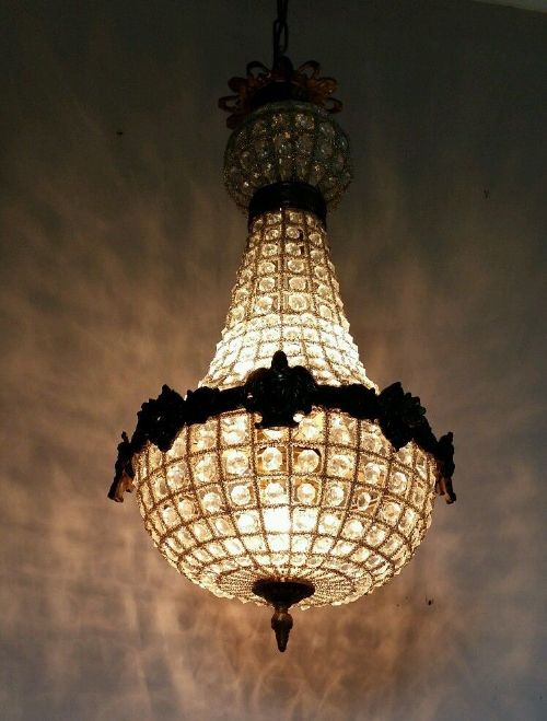 fig 1. Gilt Basket Crystal Chandelier; c1920.