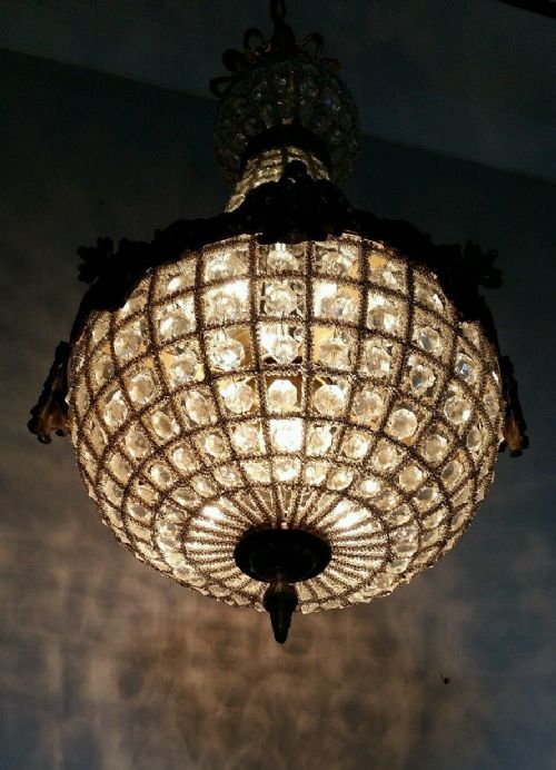 fig 2. Gilt Basket Crystal Chandelier; c1920.