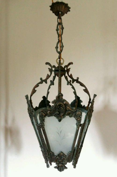 Rococo Brass Ceiling Lantern; C1910.