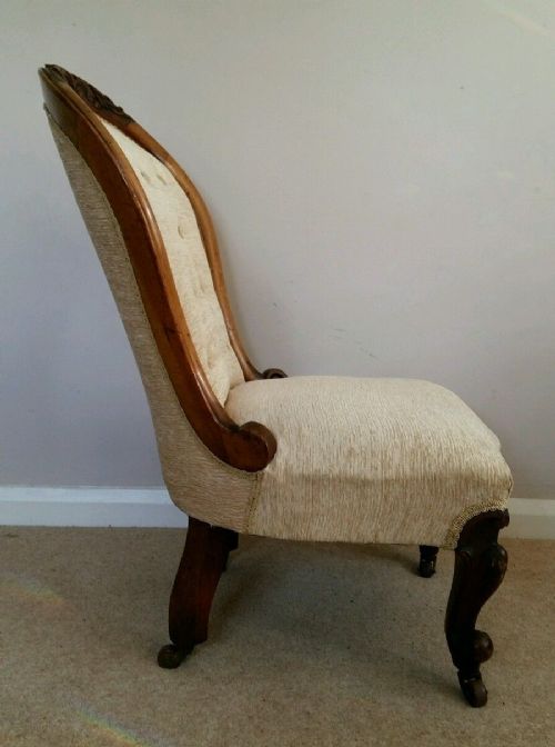 fig 1. c1870 Carved Walnut Newly Upholstered Nursing Chair