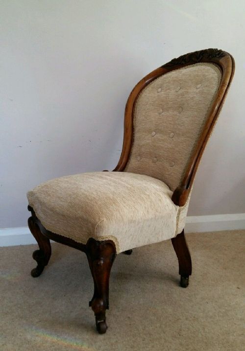 fig 2. c1870 Carved Walnut Newly Upholstered Nursing Chair