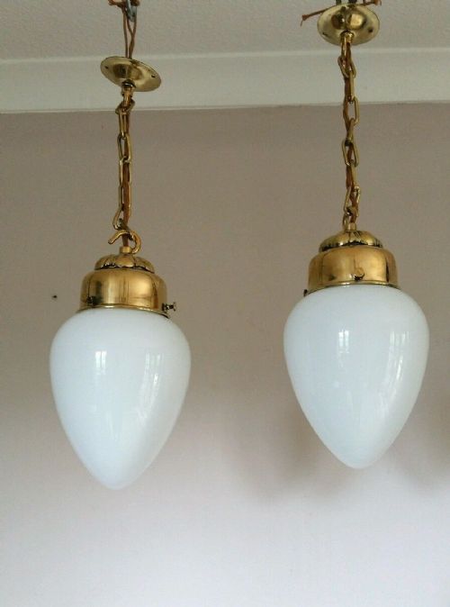 Pair of Opaline Pineapple Ceiling Light Original Gallery. Rewired