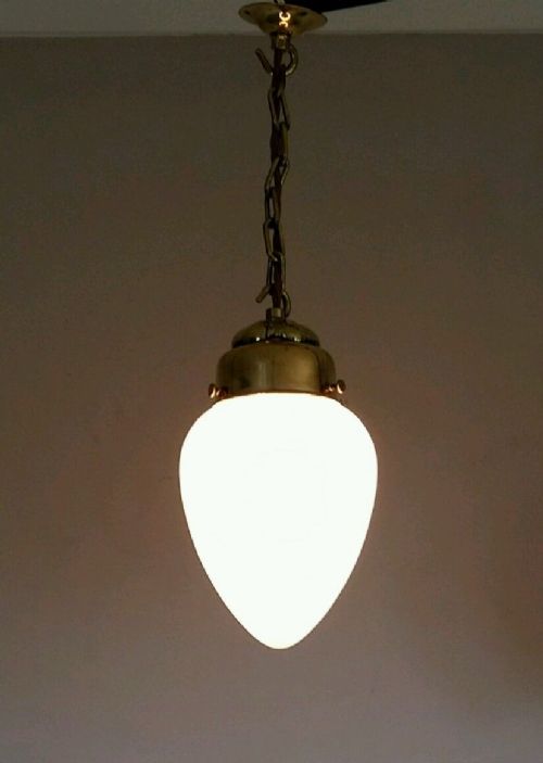 fig 1. PAIR of Opaline Pineapple Ceiling Light Original Gallery. Rewired