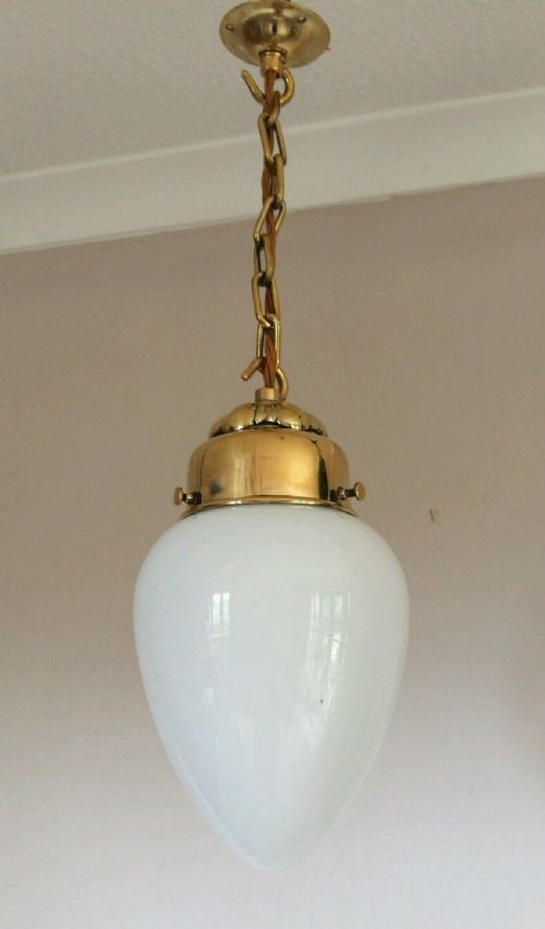 fig 2. PAIR of Opaline Pineapple Ceiling Light Original Gallery. Rewired