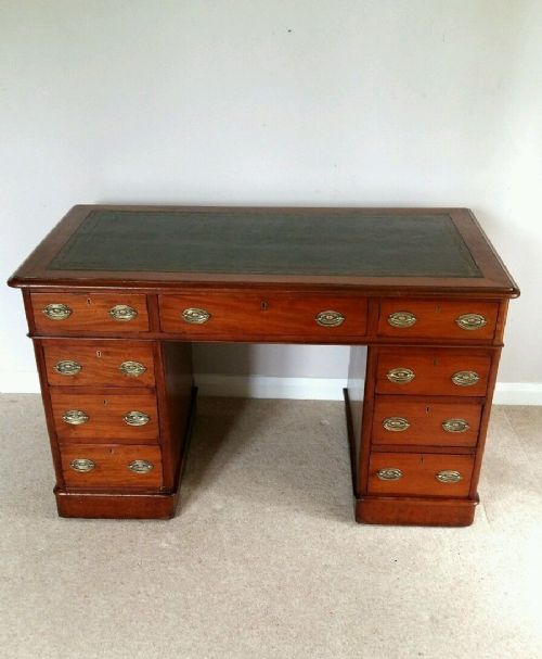 C1880 Flame Mahogany Pedestal Desk. London Maker.