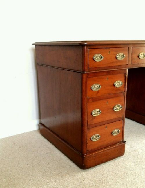 fig 1. c1880 Flame Mahogany Pedestal Desk. London Maker.