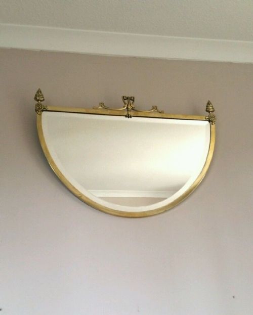 Bevelled Wall Mirror with Cast Brass Frame Stamped with Reg. No