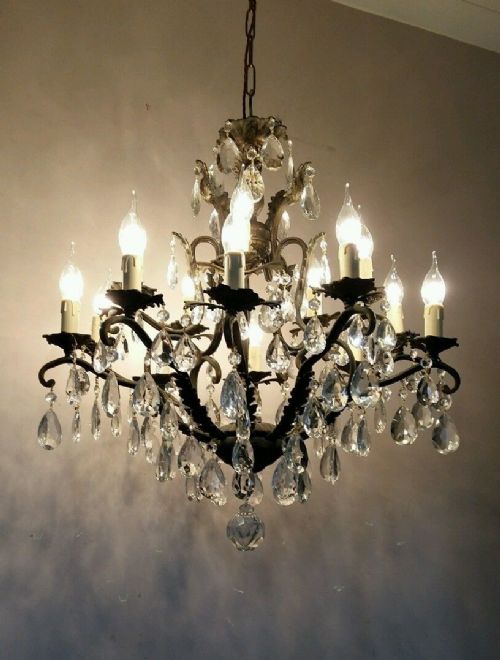 2 Tier Antique 10 Arms Birdcage Crystal Chandelier