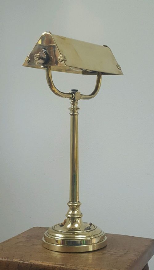 Edwardian Brass Desk Table Bankers Lamp