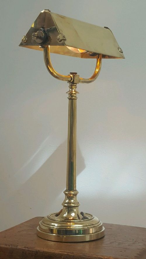 fig 1. Edwardian Brass Desk Table Bankers Lamp
