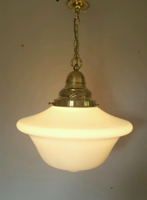 Large Opaline Chapel Ceiling Lamp