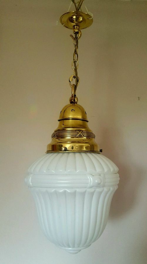 fig 1. Edwardian c1910 White Opaline Ceiling Lamp