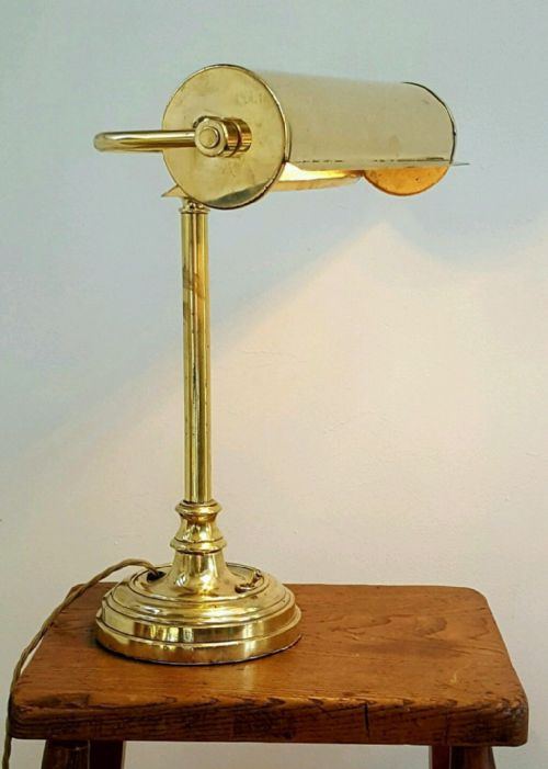 Large C1920 Brass Desk/table Bankers Lamp