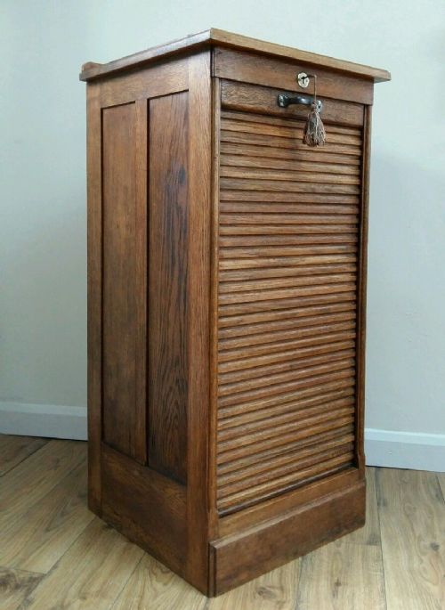 C1920 Oak Office Tambour Filling Cabinet 9 Drawers. London.