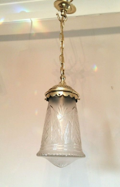 Edwardian C1900 Cut Crystal Ceiling Light Original Gallery