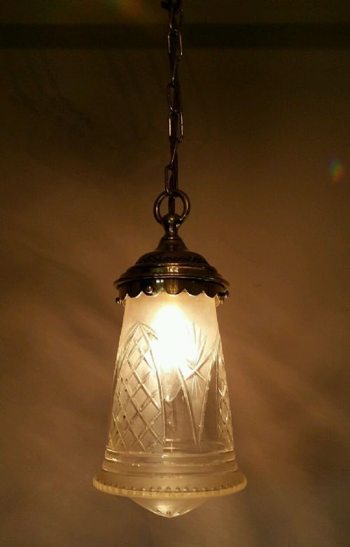 fig 1. Edwardian c1900 Cut Crystal Ceiling Light Original Gallery
