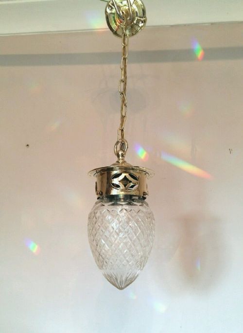 fig 1. c1910 Pineapple Cut Crystal Ceiling Light