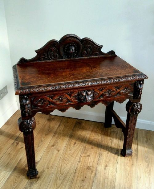 Victorian C1860 Beautifully Carved Green Man Hall / Side Table